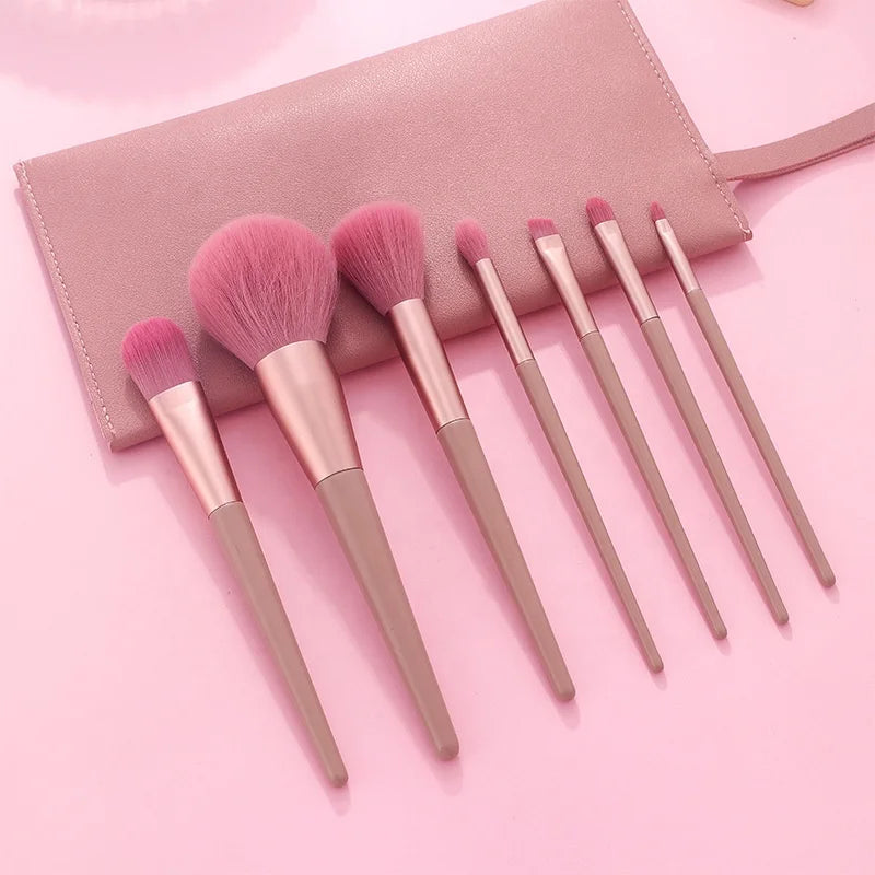 Top Quality Cheap Price 7pcs Pink Makeup Brush Set Premium Synthetic Cosmetics Foundation Makeup Brushes with Bag