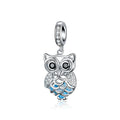 Factory Wholesale 925 Sterling Silver Crystal Owl Cubic Zircon Animal Charms Fit Beads Bracelets & Bangles DIY Jewelry SCC1124