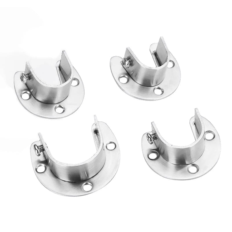 U-Shaped Stainless Steel Clothes Rail Closet Rail Curtain Rod Shower Curtain Closet Rod End Supports Closet Pole Sockets