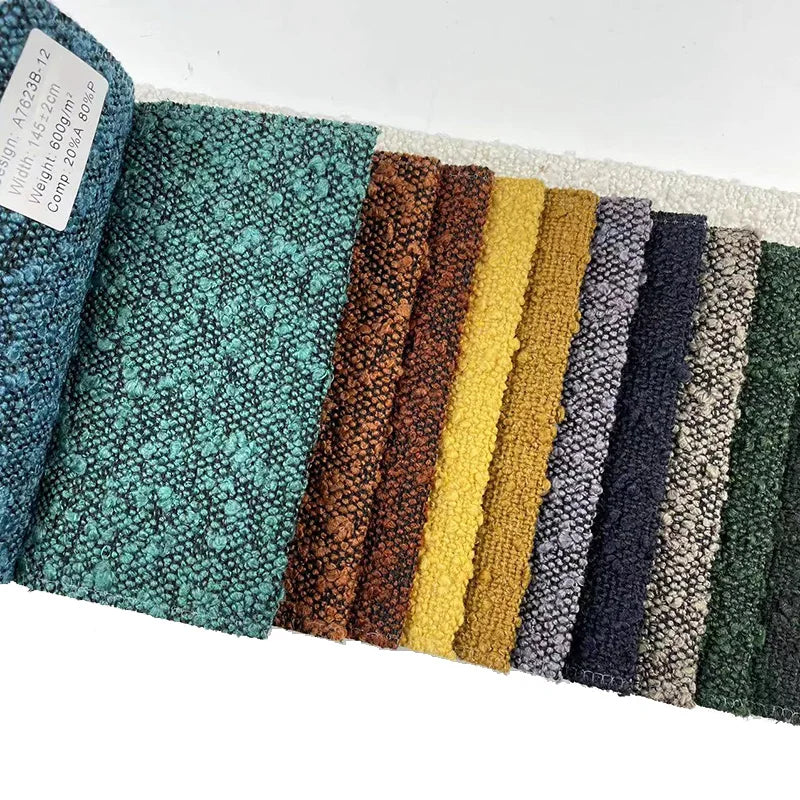 High Class Wholesale Dobby Twill Woven Heavyweight Boucle Fabric Breathable Plain Polyester Upholstery Sofas Customized Color