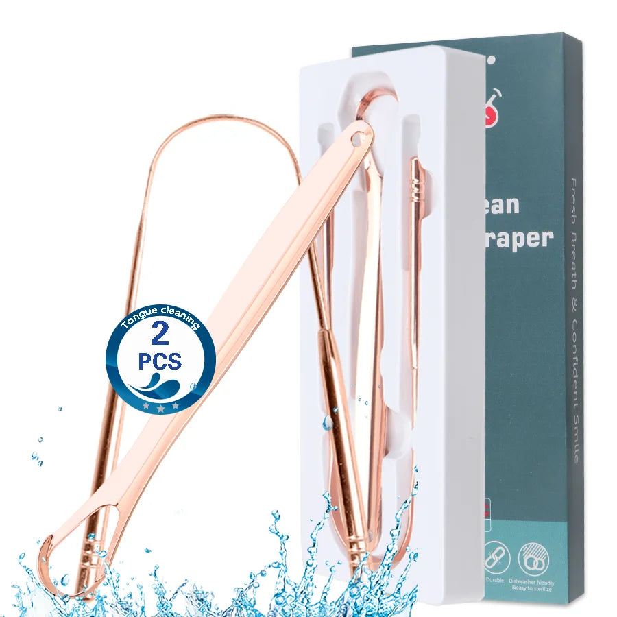 Stainless Steel 100%304 Tongue Cleaners Oral Tongue Scraper Oral Teeth Care Tool 2PACK