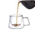 Clear Borosilicate Coffee Cups Thermal  Insulated Double Wall Glass Latte Espresso Coffee Mug With Handle