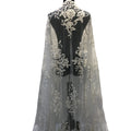 Luxury French Bridal Lace Beaded Embroidery Fabric White Floral Sequins Lace Fabric for Wedding Dress