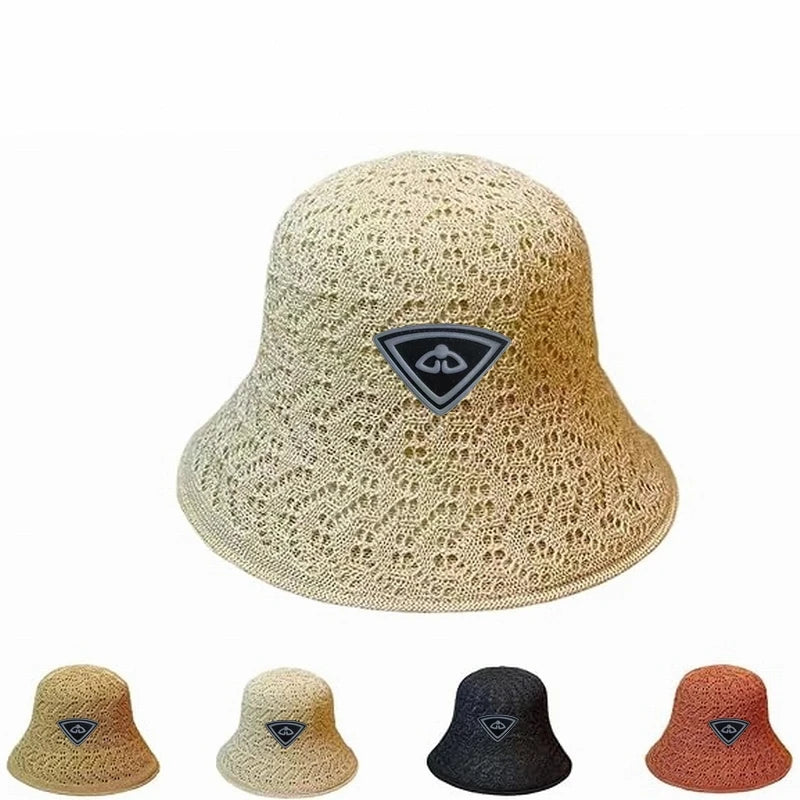 Women Both Side Wearable Crochet Bucket Hats Foldable Packable Knitted  Fishing Straw Beach Hat