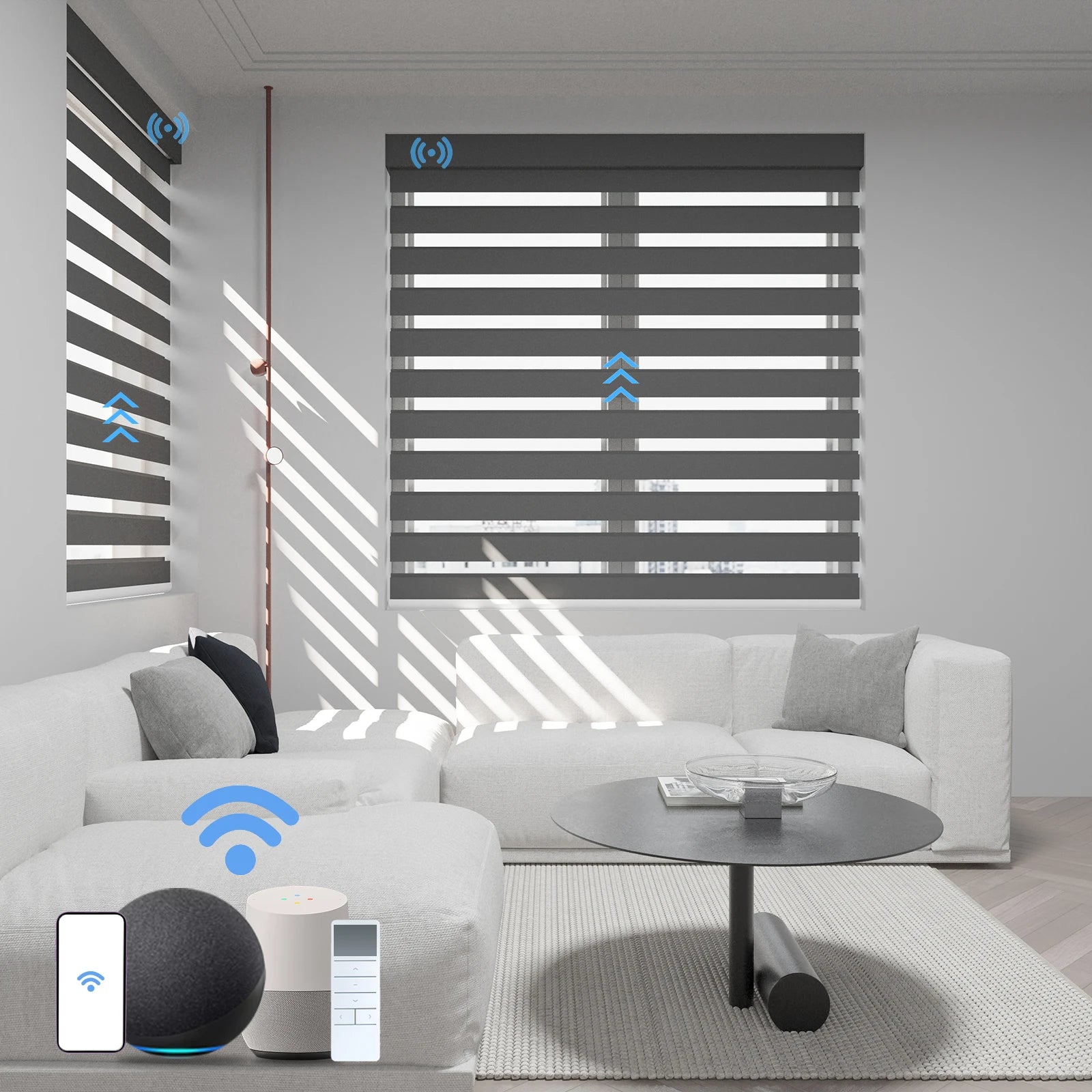 Smart Motorised Blackout Double Roller Smart Zebra Motor Blinds Wifi Tuya Solar Automate for Windows Electric Shades Blinds