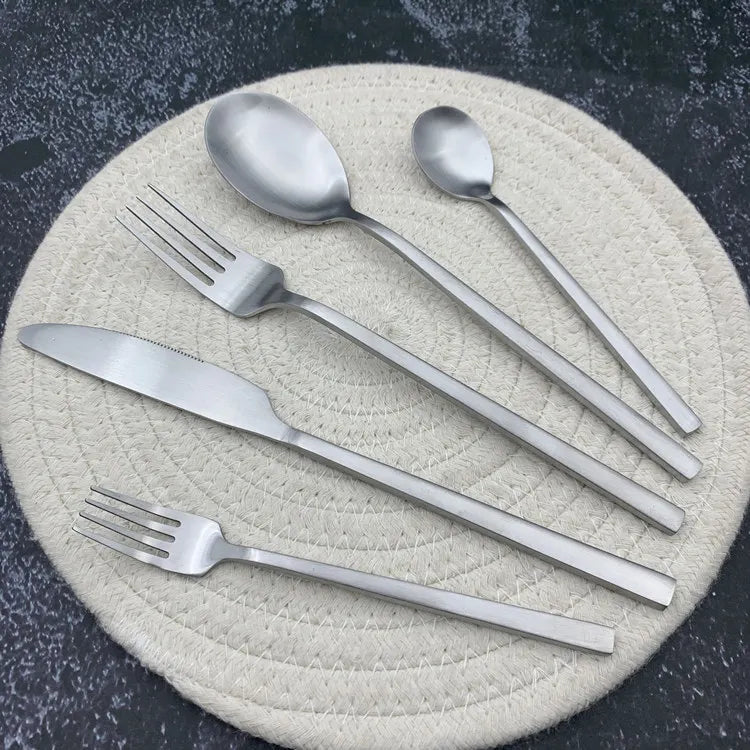 New Trend Matte Stainless Steel Utensil Set Cutlery Matt Spoon Matt Cutleri Set Dinner Knife Tea Fork