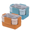 2 Layers Tiffin Portable Plastic Lunch Box Plastic 304 Stainless Steel Bento Lunch Box for School Students Office Lady