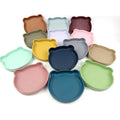 BPA Free Silicone Plate Bear Plato Food Grade Suction Bottom Bowl Stick on Table Kids Silicone Feeding Set