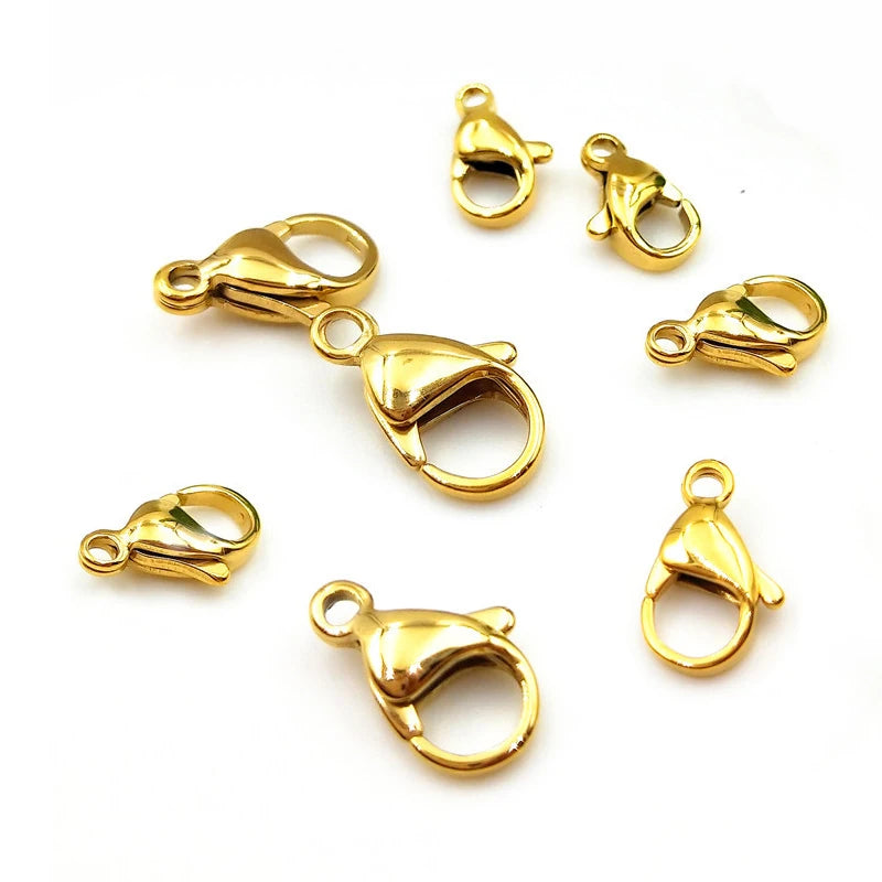 Wholesale Jewelry Making Findings 18k Gold 304 Stainless Steel Lobster Claw Clasp for Jewellery