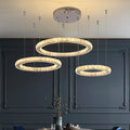 Modern Crystal Chandeliers 3 Rings LED Ceiling Lighting Fixture for Living Room