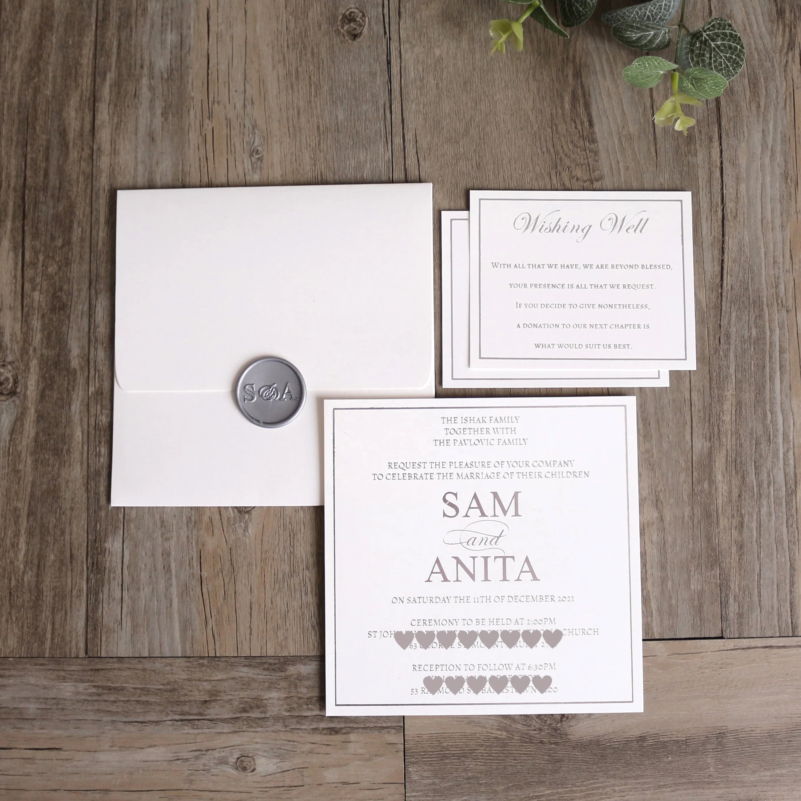 Modern Luxury Wedding Invitation Set Customizable RSVP Cards Invitations Hot Stamping Foil Silver Wax Seal Birthdays Anime Style