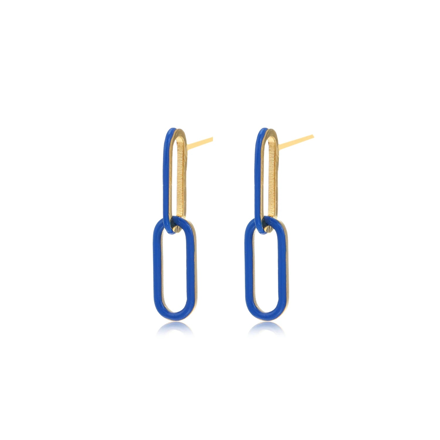 Factory Custom Geometric Stainless Steel 18K Gold Plated Stud Trendy Pearl Paper Clip Oil Drip Earrings