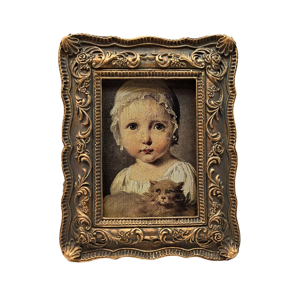 Small Vintage 2.5x3.5 Resin Handmade Letterpress Printed Photo Frame Antique Wallet Size Home Decor Wall/Tabletop Display