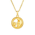 Creative Design Sun Face Moon Face Embedded Hollow Ring Pendant Stainless Steel Necklace Bohemian for Women Fashion 18K Gold