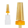 Professional 5 in 1 Tungsten Carbide Manicure T-Shaped Teeth  XF Gold Small Barrel Tornado Nail Drill Bits