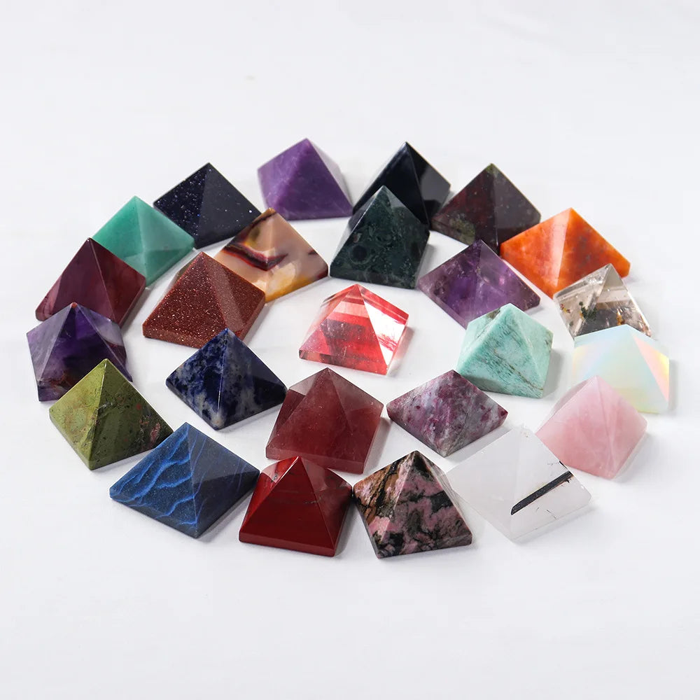 Healing Carving Crystal Pyramid Home Fengshui Decor Reiki Amethyst Balancing Energy Meditation Wedding Gemstone Decor Craft Gift