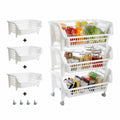 SHIMOYAMA Creative Layered Stackable Vegetable Fruit Food Storage Basket Organizer Tomato Plastic Bin with Wheels