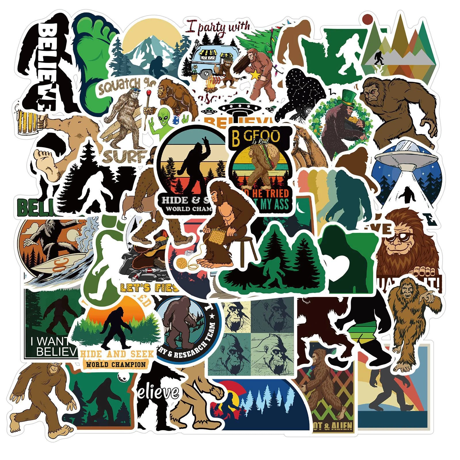 50Pcs Mysterious Sasquatch Outdoor Graffiti Stickers for Luggage Laptop Bottle Decor Vinyl Savage Sticker