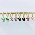 EC1839 Dainty 2022 Mini 18k Gold Plated Double Pave CZ Diamond Crystal Star Charms Huggie Hoops Earrings