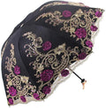 LOTUS Lace 3D Flower Embroidery UV 50 Sun Parasol Wedding Fabric Umbrella Honey Designer Vintage with Black Coating Iron Europe