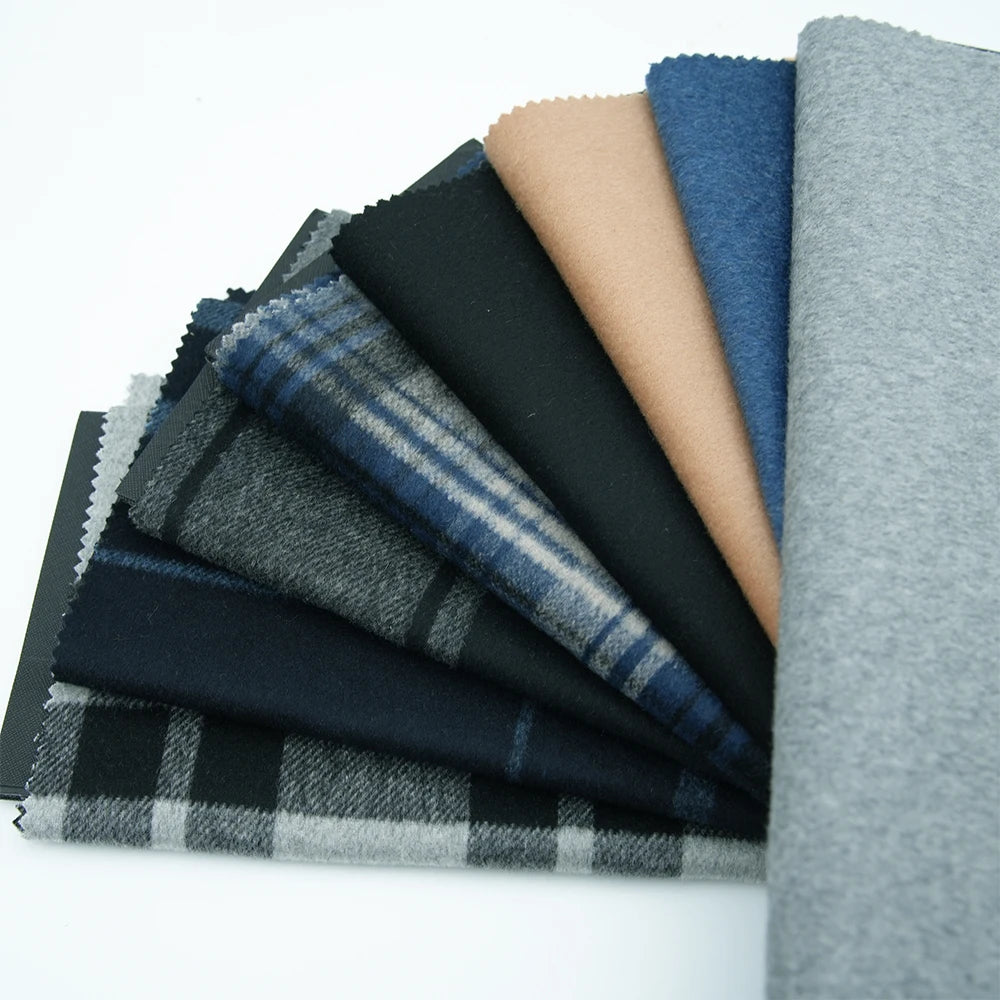 Hot-selling 45%W 30%P 25%V Woolen Tweed Fabric  for Clothing Plain Plaid Checks