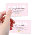 High Quality Pink Custom Paper Parcel Insert 'Thank You' Cards for Small Business Logo Greeting/Postcard/Wedding Bag Insert
