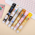 Creative School Stationery Multi 10 Colored Cartoon Cute Kawaii Cat Ball Pen for Kids