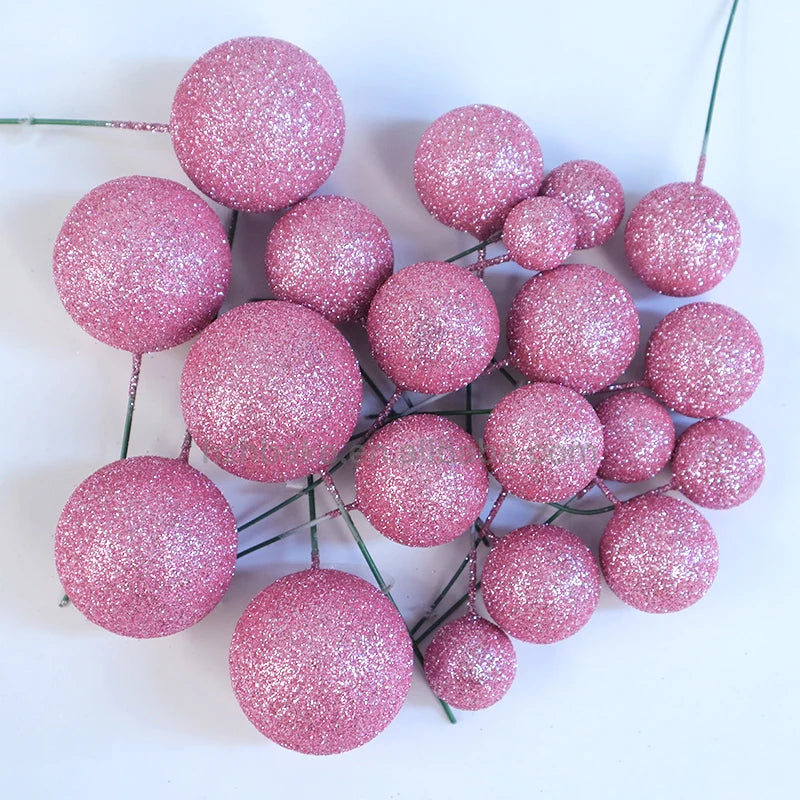 Factory Wholesale New Glitter Faux Balls Cake Decoration Gold Silver Black Red Balls