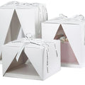 Custom Birthday Decorative Double Open Cardboard White Folders with Matt Lamination UV Coating Recyclable Food Safe Cake Boxes