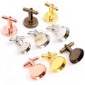10pcs/lot 16mm Multi-colors Copper Metal Cufflink Blank Base Settings Cabochon Cameo Bezel Trays DIY Jewelry Supplies
