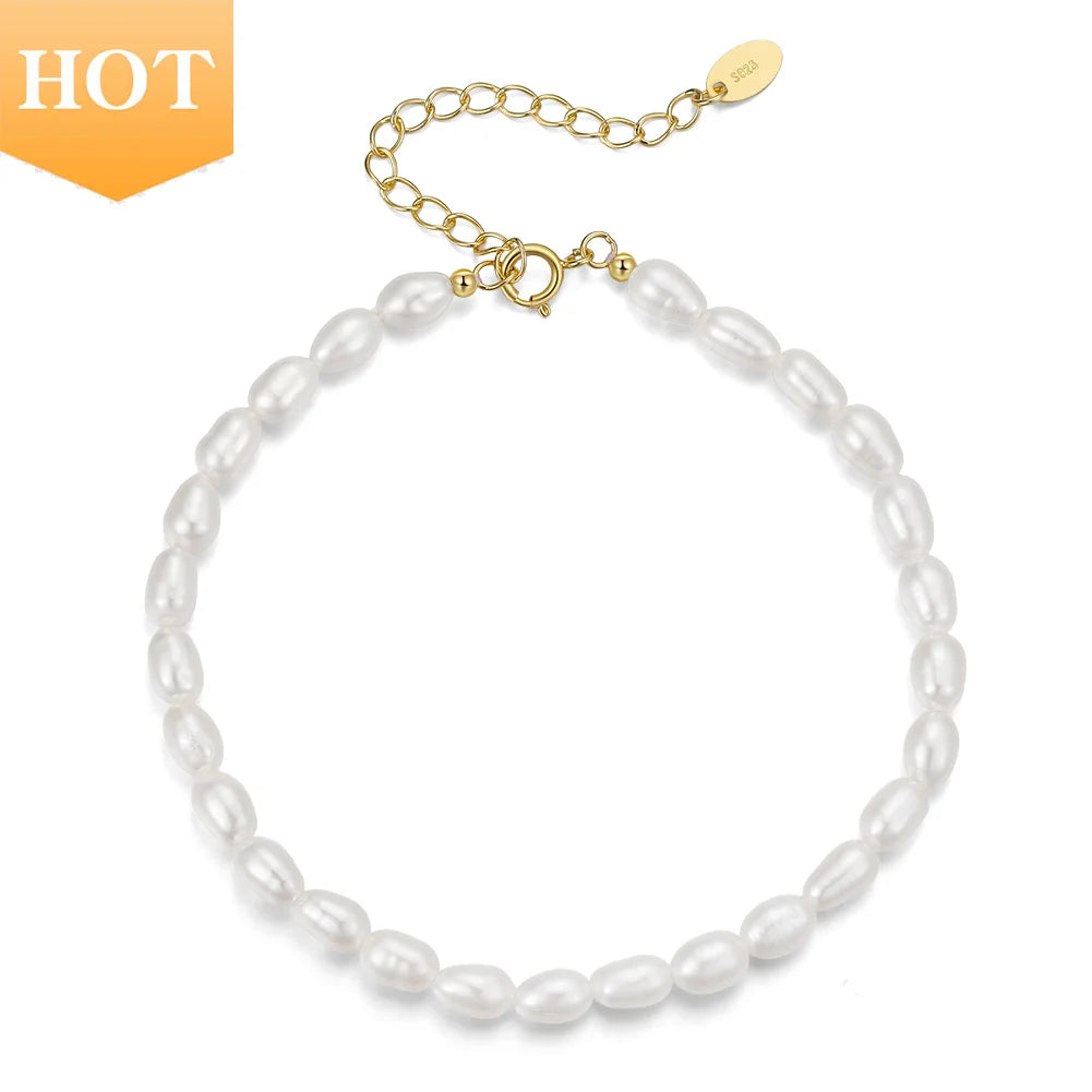 RINNTIN GPB15 Luxury Jewelry 925 Silver Bracelet 14K Gold Plated Natural Baroque Cultured Freshwater Pearl Bracelet