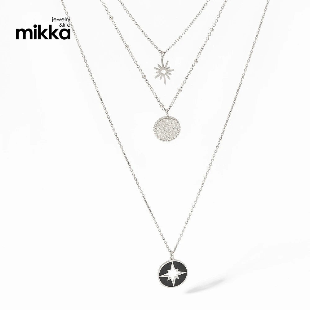New Arrival Fashion Round Brand Eight-pointed Star  Pendant Multi Necklace Set Layered Necklace Jewelry for Women