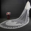 GENYA Lace Edge Wedding Bridal Veil 2 Layer Ivory Cathedral Length Wedding Bridal Veil Veils