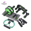 Muscles AB Wheel Roller Set Push up Bar Hand Grip Skipping Rope 8 Shape Resistance Band Abdominal Wheel and Mat