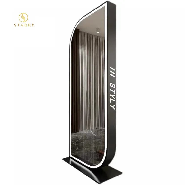 Customized Modern Stainless Steel Double-sided Hair Salon Mirror Station Customizable Lights for Mall Supermarket Hotel Workshop