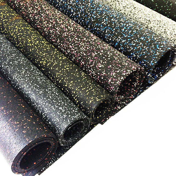 Sports Feild Hotsale Black+White Flecks Gym Rubber Roll Flooring Tiles