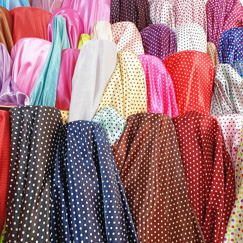 Henry Wholesales Popular Fashion Bridal Silk Feeing Polka Dot Satin Print Fabric for Clothes Dress