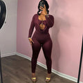 Spring New Arrival Women Hollow Out Skinny Slim Fit Jumpsuit Women Bodysuit Fashion Long Sleeve Casual Jumpsuits
