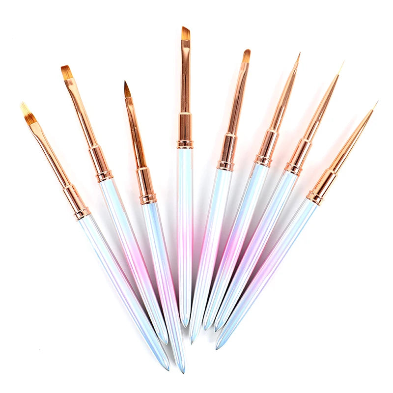 Metal Pen Holder Gradual pink Professional Nail Art Brushes Private Label Nail Art Brush Set
