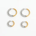 Trendy Earring 18K Gold Plated Two-tone Simple Huggie Hoop Earrings Stainless Steel Jewelry Wholesale