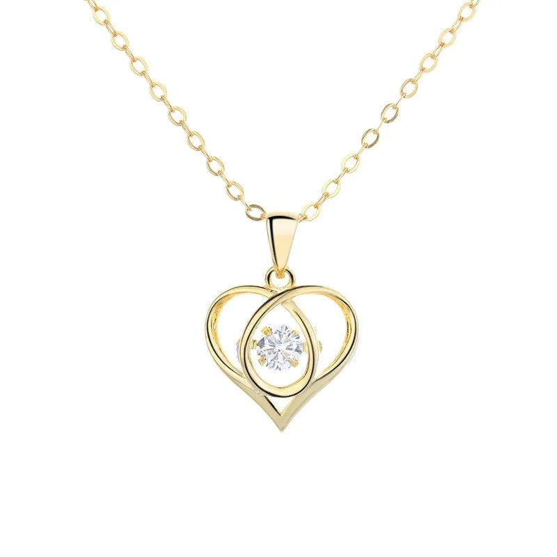 ACME Fashion Jewelry 925 Sterling Silver  Necklaces Zirconia Heart Shape Pendant Necklace Valentine's Day Gift Charm for Women