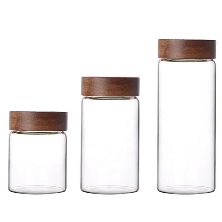 Wholesale Empty Jars Glass Round Shaped Storage Glass Food Cookie Jar