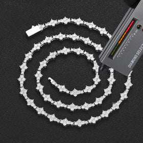 NUOYA 6.5mm Iced Out VVS Diamond Flower Shape Tennis Chain Hip Hop Jewelry 925 Sterling Silver Moissanite Tennis Chain Necklace