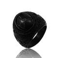 OAHLAN Wholesale Fashion Jewelry Vintage Black Inlaid Gem Stainless Steel Rings for Men
