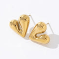 Fashion Women Jewelry 18K Gold Pleated Love Heart Waterproof Hypoallergenic Chunky Stainless Steel Stud Earring