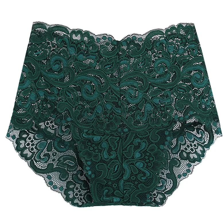 MiiOW Women's Double Layer High Waist Underwear Comfortable Nylon Weaved Panties with Butterfly Pattern Lace Trim