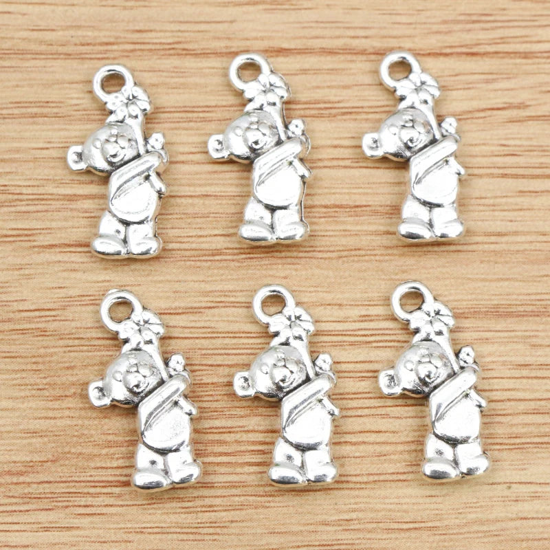 20pcs  19x10mm Antique Sliver Plated Cute Bear Handmade Charms Pendant:DIY for Bracelet Necklace