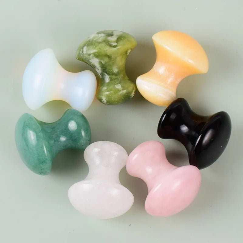 Natural Quartz Mushroom Crystal Face Roller Rose Quartz Amethyst Gua Sha Set Mushroom Guasha Eye Body Massager Products