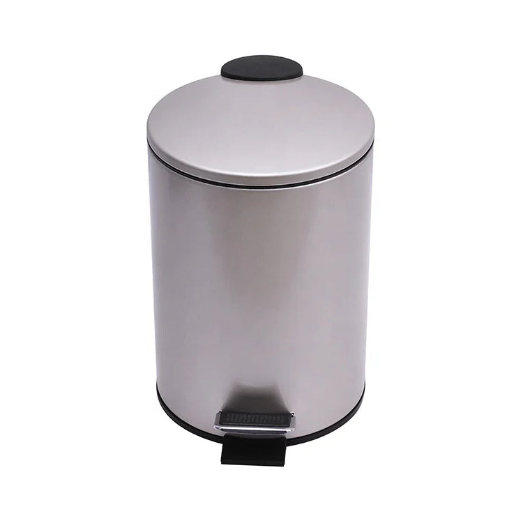 Round Metal Trash Can with 3 Liter Garbage Container Bin with Removable Inner Wastebasket
