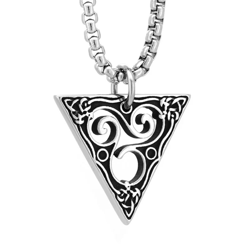 SS8-1135P 2023 New Style 316L Stainless Steel Triangle Geometric Pendant for Men Pattern Necklace Fashion Jewelry